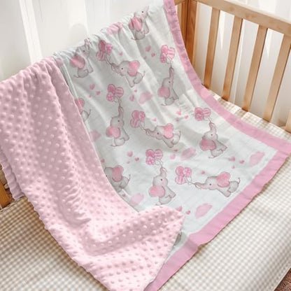 SANDJEST Minky Blanket 2 Pack with Dotted Back 30 x 40 Inches, Gift for Christmas Birthday (Bee, Elephant) - color: Bee X Elephant