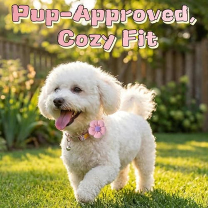 Floral Dog Collar with Bell and Flower, Cute Dog Collar for Puppy Small Medium Large Dogs, Pink Girl Dog Collar for Female/Male Dog Birthday Wedding Photo Props - size: S: for small dogs