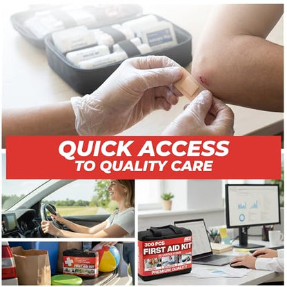 M2 BASICS 300 Piece Premium First Aid Kit w/Durable Bag for Home, Business | Office, Workplace, Car, Garage, Kitchen, Family, Classroom, Jobsite, Warehouse, School, Vehicle And Emergency Preparedness - size: 300 Piece Set