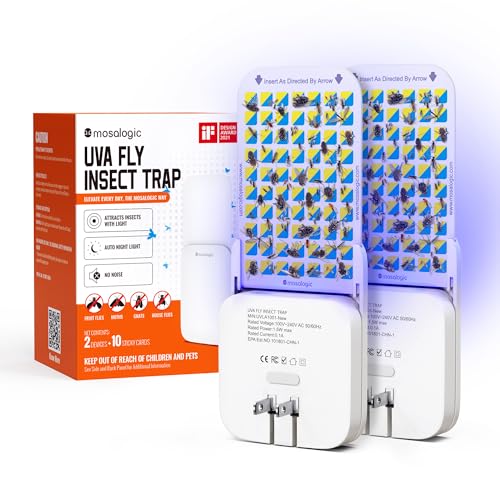 Mosalogic Fruit Fly Traps for Indoors Gnat Trap for House Indoor-600 Sqft Protection Area UV Fly Insect Trapper for Fruit Flies，Gnats，Mosquito，and Other Flying Insect Plug-in Bug Killer White 2Pack - color: White, size: Upgrade 2PACK