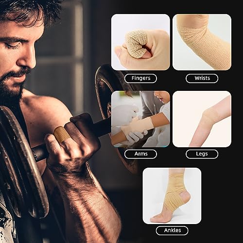OK TAPE Self Adherent Cohesive Bandages Wrap 6Packs 4" x 5 Yards - color: Beige/Tan, size: 4 In x 5 Yards