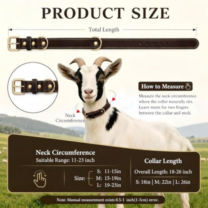 Genuine Leather Goat Collar with Brass Bell,S-18 (Neck Fits 11"-15") - size: S-18" (Neck Fits 11"-15")
