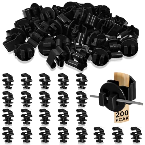 Geiserailie 200 Pcs Black T Post Insulators Electric Fence Posts Electric Fence Insulators Wire Standard Snug Fitting T Post Clips for Agricultural Ranchers - color: Black