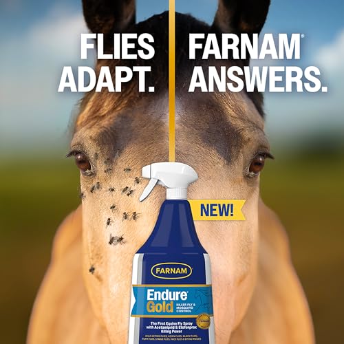 Farnam Endure Gold Killer Fly Spray for Horses, Kills Biting Flies, 32 oz - size: 1 Quart