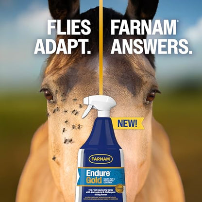 Farnam Endure Gold Killer Fly Spray for Horses, Kills Biting Flies, 32 oz - size: 1 Quart