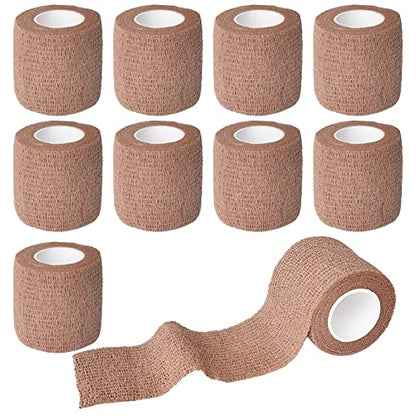 2 Inches Self Adhesive Bandage Wrap Cohesive Wrap, 9 Pack, Brown - color: Brown, size: 2 Inch