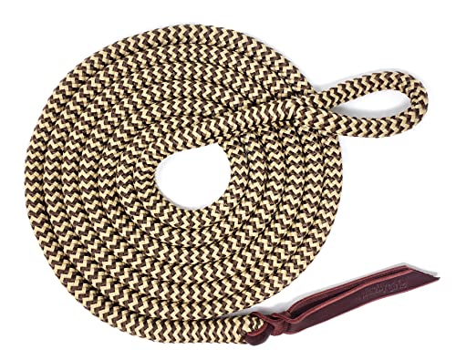Double Braid Lead Rope with Eye Splice Loop, 12-14FT Lengths (Brown with Beige, 12 ft.) - color: Brown with Beige, size: 12 ft.