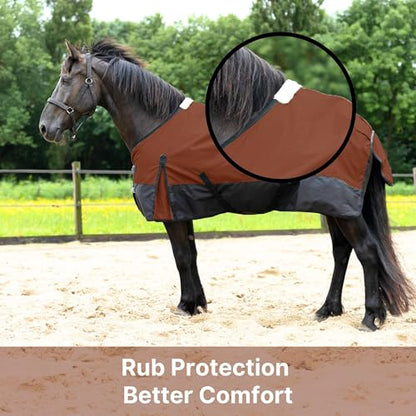 Resistance 1200 Denier Lightweight No Fill Water Resistant Breathable Horse Rain Sheet - color: Dark Brown, size: 76