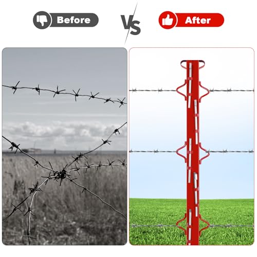 5ft Woven Wire Fence Stretcher Bar with 6 Wedge,Field Fence Stretcher | Heavy Duty Carbon Steel Fence Stretcher Tool, Wire Stretcher Fence Post for Fixing Fences - size: 5FT