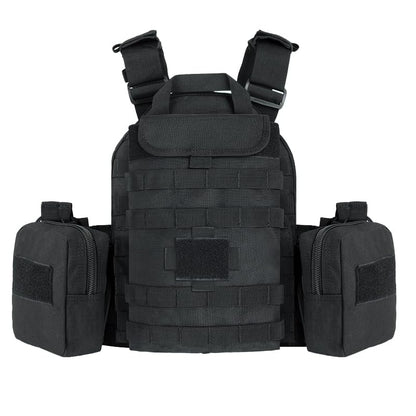YAKEDA Tactical Training Vest with PALS System - Multi-Pocket Adjustable Straps Quick-Release Buckle for Hunting - color: Bk