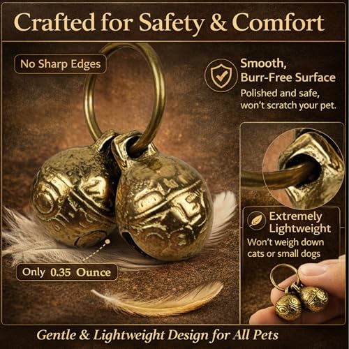 Copper Pet Collar Bells, 4 PCS 0.67 Inch Alloy Bells, Extra Loud Universal Size Pendant Accessories for Dogs, Cats & All Small Pets, Anti-Lost Tracking & DIY Use