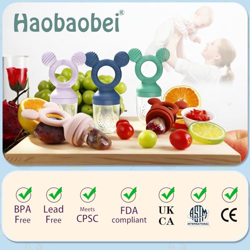Baby Fruit Feeder, Frozen Teething Toys, Infants Teether Pacifier with 3 Extra Teats, Toddler Eating Essentials, BPA Free Feeding Supplies (Steel Blue) - color: Blue