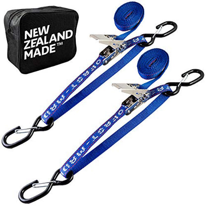 Stainless Boat Tie Down Straps to Trailer (Pack of 2) - 2,400lbs Break - 1" x 4’ Heavy Duty Ratchet Boat Straps - UV Treated Boat Transom Tie Down Straps Jet Ski Tie Down Straps - Made in New Zealand - color: Blue, size: 4ft
