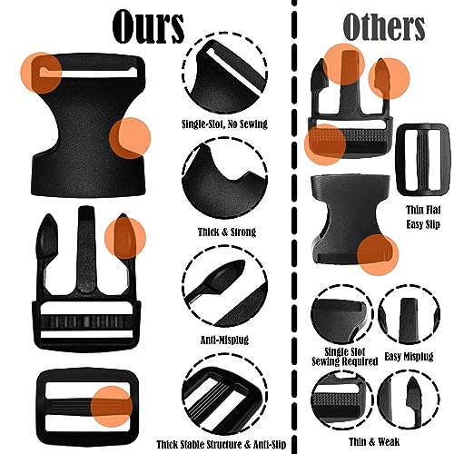 1 Inch Buckles Kit, 6 Buckles for Backpack Fanny Pack Belt Dog Collars. - color: 1 Inch Buckles