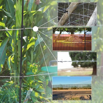 66 Inches High Fiberglass Electric Fence Portable Posts with Single Spikes - 55 Posts Come with 275 Clips - size: 66 in x 55 x 1 stake