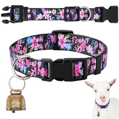 Goat Collar with Copper Bell Set for Sheep Lambs Pygmy Goat,Flower
