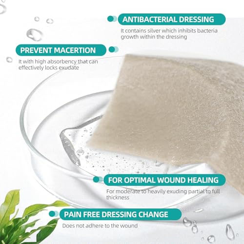 Dimora Upgrade Silver Calcium Alginate Wound Dressing -Silver-Infused Wound Care Non Stick Gauze for Wounds Care, Highly Absorbent Sterile Bandage Pads with Ag, 2'' x 2'' Patches 12 Packs Individual - size: 2'' x 2'', style: Upgrade Ag alginate 12pack(2''