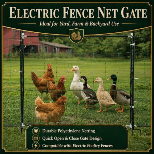 Leinuosen Electric Poultry Netting Gate, 48" H x 47" L Chicken Fence Gate - size: 48" X 47"