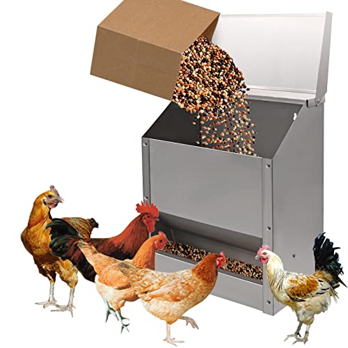 Galvanized Steel Chicken Feeders No Waste Poultry Food Dispenser