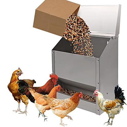 Galvanized Steel Chicken Feeders No Waste Poultry Food Dispenser