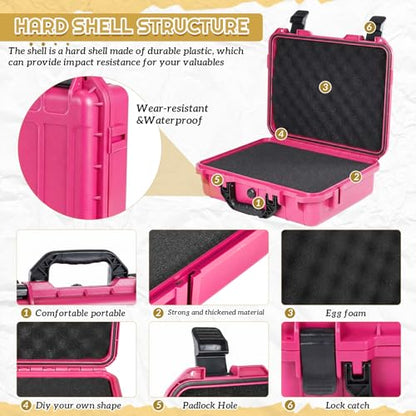 Relaxweex 11.3 x 12.4 x 6.5 Inch Hard Case, Grid Shell, Rose Red - color: Rose Red, size: 11.3 x 12.4 x 6.5 Inch, style: Grid Shell