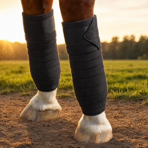 Horse Leg Bandages Professional Horse Standing Wraps Set of 2 for Equine Leg Protection, Support & Recovery, Secure & Easy to Use, Black