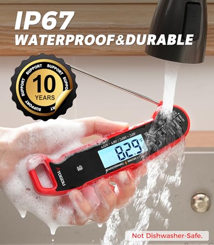 Atogou Professional Meat Thermometer Digital, <1 Sec Instant Read, Red - color: Red