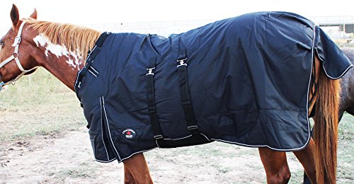 Challenger 1200D Turnout Waterproof Horse Heavy Winter Blanket w/Bellyband Black 551B - color: Black, size: 68"