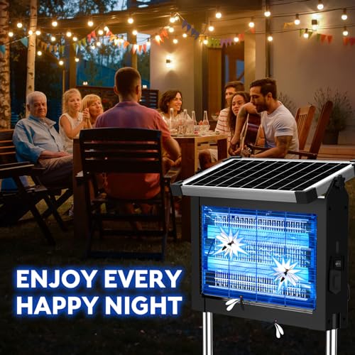 PhatroyYee Solar Bug Zapper, 4500V Mosquito Killer Electric Fly Zapper - color: Black&Sliver