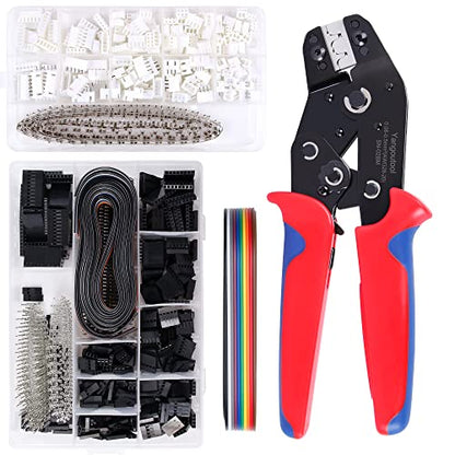 Yangoutool Crimp Tool Connector Kit, Crimping Tool Kit with 1550PCS Dupont 2.54mm Connectors and 460pcs JST-XH 2.54mm Connectors - Ratcheting Crimper AWG 28-20 (0.08-0.5mm²), Crimper SN02BM Included - style: 02BM Set