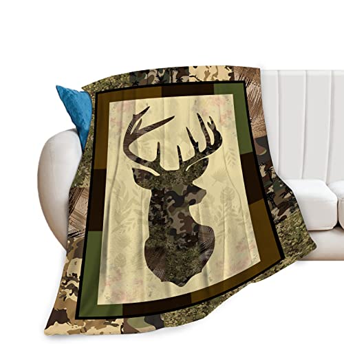 Deer Blanket Camouflage Hunting Throw Blanket Cozy Plush Elk Dad Ultra Soft Cabin Lodge Blankets Fuzzy Warm Gifts for Adults Men 50"X40" - color: Deer Dad Camouflage, size: 50"x40"