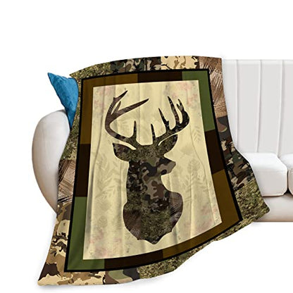 Deer Blanket Camouflage Hunting Throw Blanket Cozy Plush Elk Dad Ultra Soft Cabin Lodge Blankets Fuzzy Warm Gifts for Adults Men 50"X40" - color: Deer Dad Camouflage, size: 50"x40"