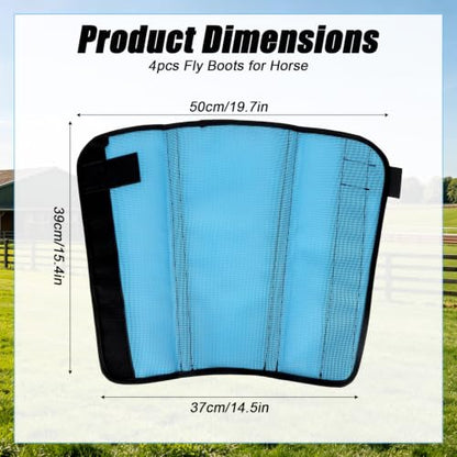 NQEUEPN 4pcs Fly Boots for Horse, Durable Loose Breathable Fly Boots (Blue)