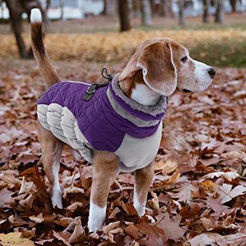 Lelepet Warm Dog Coats for Small Dogs, Waterproof Dog Jacket with Harness - color: Purple, size: X-Small