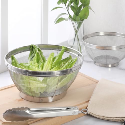 Martha Stewart Covello Stainless Steel Mesh Colander Set 2-Pieces, Silve