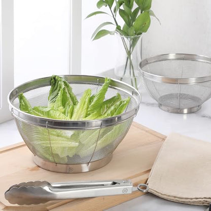 Martha Stewart Covello Stainless Steel Mesh Colander Set 2-Pieces, Silve