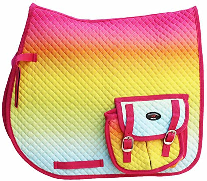 CHALLENGER Horse Quilted Aussie English All-Purpose Saddle Pad Ombre w/Pockets 72158 72158