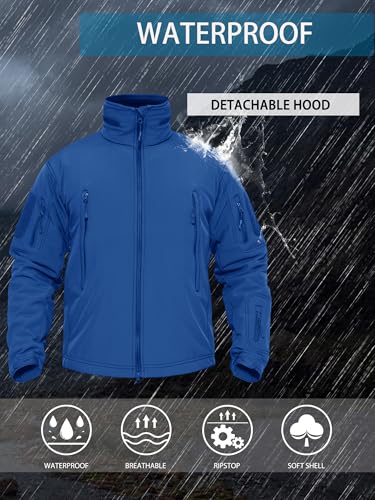 TACVASEN Men's Tactical Softshell Jacket Winter Soft Warm Fleece Lined - color: Blue, size: Small
