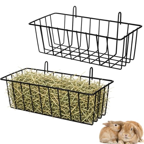 2 Pcs Rabbit Hay Feeder, Hay Rack for Rabbits Bunny Hays Feeder Rabbit Metal Rack Hays Holder for Guinea Pig Small Animals Grass Racks for Bunny Chinchilla Cage Reduce Mess, 9x4x3 Inch