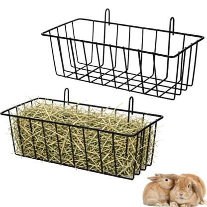 2 Pcs Rabbit Hay Feeder, Hay Rack for Rabbits Bunny Hays Feeder Rabbit Metal Rack Hays Holder for Guinea Pig Small Animals Grass Racks for Bunny Chinchilla Cage Reduce Mess, 9x4x3 Inch