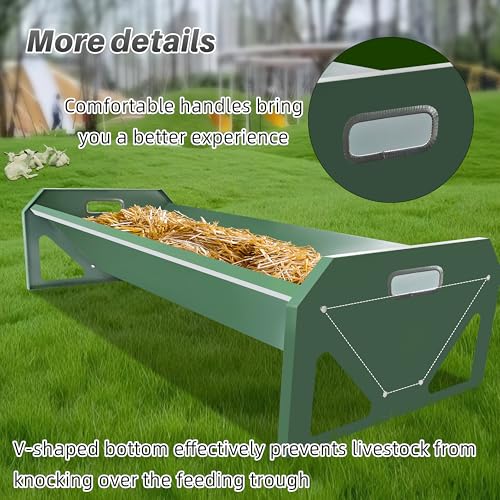 [New Upgrade] Stainless Steel Goat Feeder 45 Inch, Heavy Duty Large Capacity Feed Trough, Thickened Livestock Feeder, Easy to Clean, for Goats, Sheep, Horses, Cattle, Alpacas