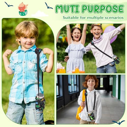 Water Bottle Carrier Bag with Strap for Kids - Water Bottle Bag Holder with Padded Strap Pocket 10/12/14/16/18Oz for Boys Girls School Walking Hiking Camping - style: Dinosaur