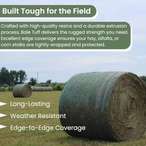 Bale Tuff Round Bale Net Wrap - Green - 48inx9840ft - 5-Ft Balers - 1 Roll | Heavy-duty Extruded Resins, High-density Silage Compression, Solar UV-resistant Mesh, Smooth-feed design