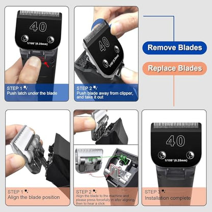 4PCS Dog Grooming Replacement Blade Compatible with Andis/Oster A5 - color: 3FC+4FC+5FC+7FC/Black