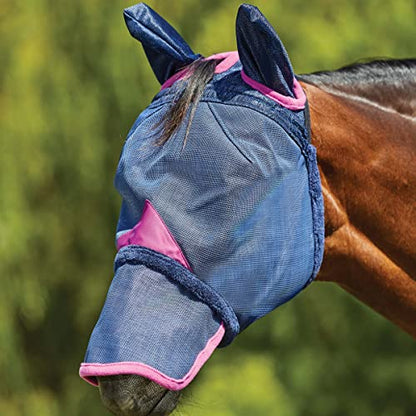 WeatherBeeta ComFiTec Deluxe Durable Mesh Mask with Ears & Nose, Navy/Purple, Pony - color: Navy/Purple, size: Pony