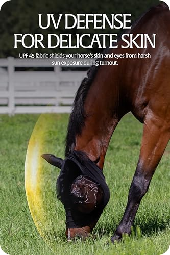 Equinavia Bug Out Horse Fly Mask, Soft Stretch Equine Fly Mask with Ears - color: Black, size: Warmblood