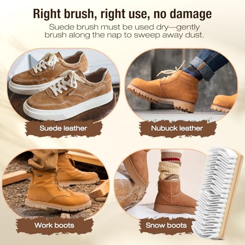 3Pcs Shoe Shine Kit, 2Pcs Horsehair Shoe Brush and a Suede Eraser - size: 3PCS