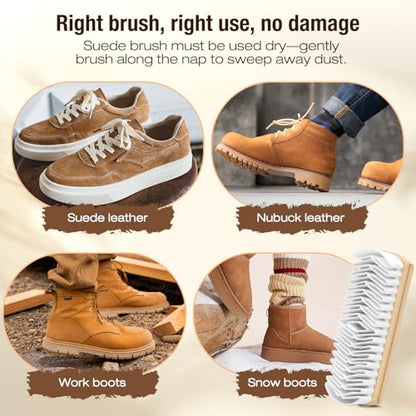 3Pcs Shoe Shine Kit, 2Pcs Horsehair Shoe Brush and a Suede Eraser - size: 3PCS