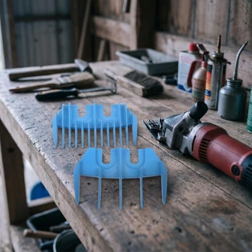 Sheep Shearing Accessory Plastic Trimmer Guide Attachments 5-Tooth and 13-Tooth Blue Comb Sets for Powered Livestock Clippers Grooming Supplies