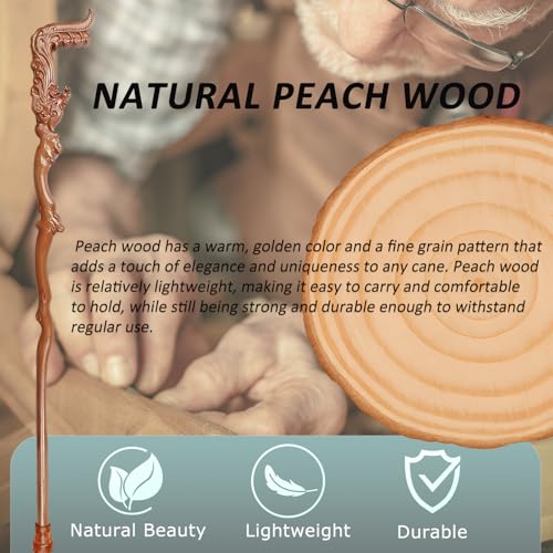 Wooden Walking Canes for Men and Women, Natural Rosewood Walking Sticks for Senior Support, Up to 500 Lbs Walking Stick, Heavy-Duty Walking Cane for Men, Suitable for Gift